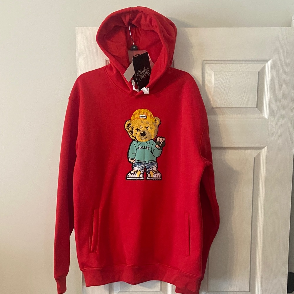 Bleecker & Mercer Red Hoodie with Bear Design size 2X brand new length 32”